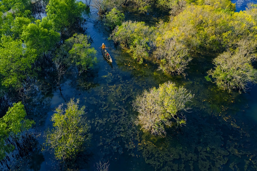 Taking a boat ride in Ru Cha Mangrove Forest