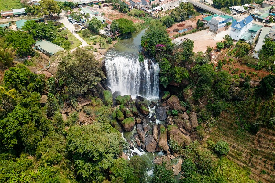 Elephant Waterfall is located a long way from the provincial center