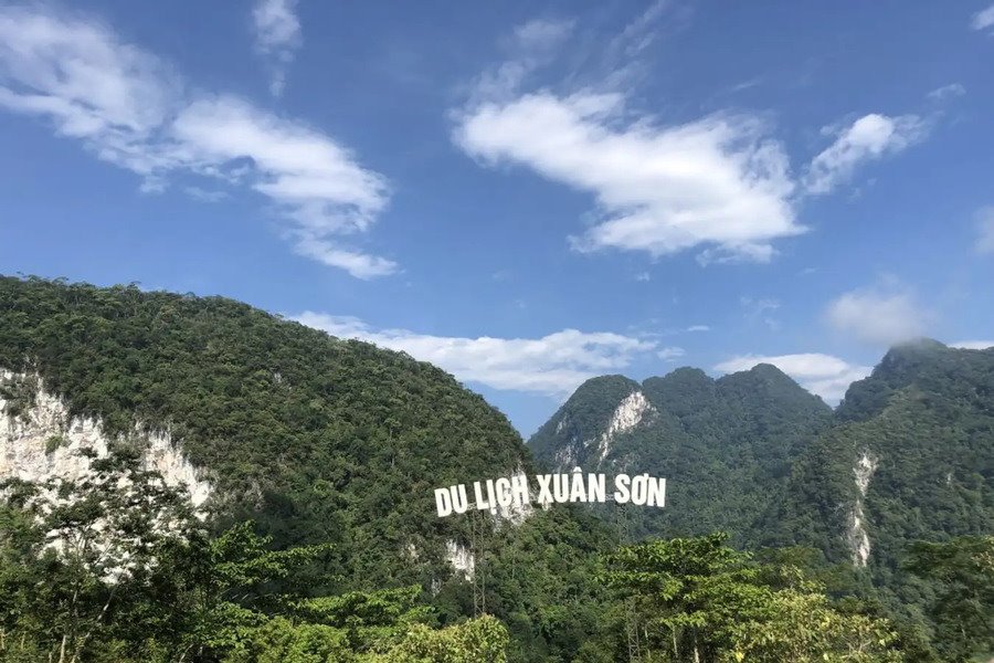 Mountains with words: “Travel Xuan Son”