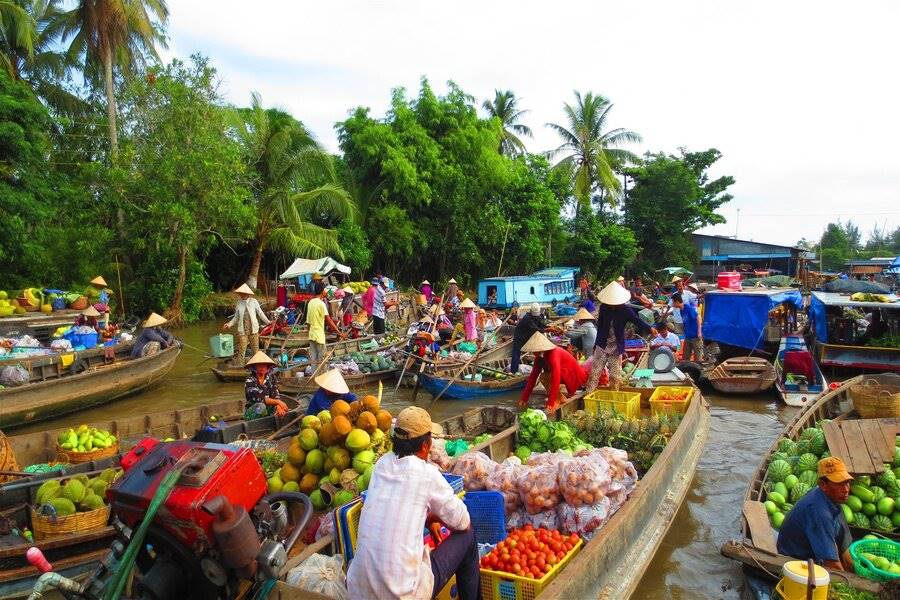 Boats were filled with fruits to sell on the floating market. Source: BestPlus