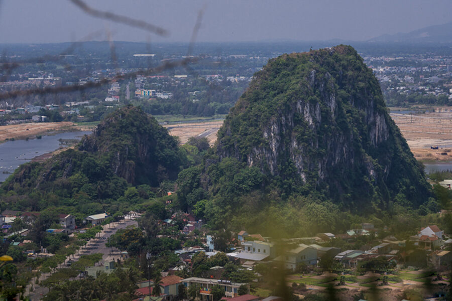 Aerial view of  Yin Fire Mountain and Yang Fire Mountain in Da Nang