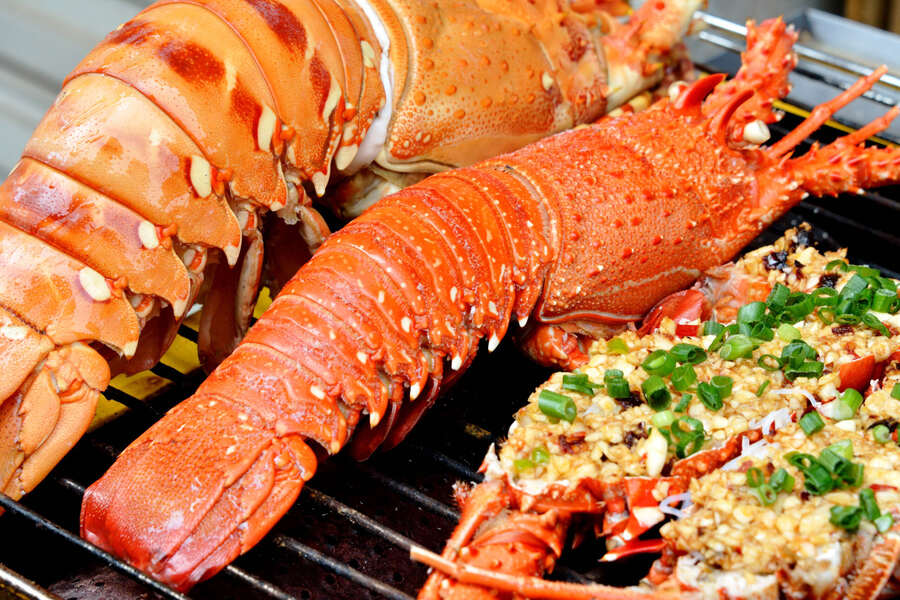 Binh Ba lobster grilled with scallion and sauce