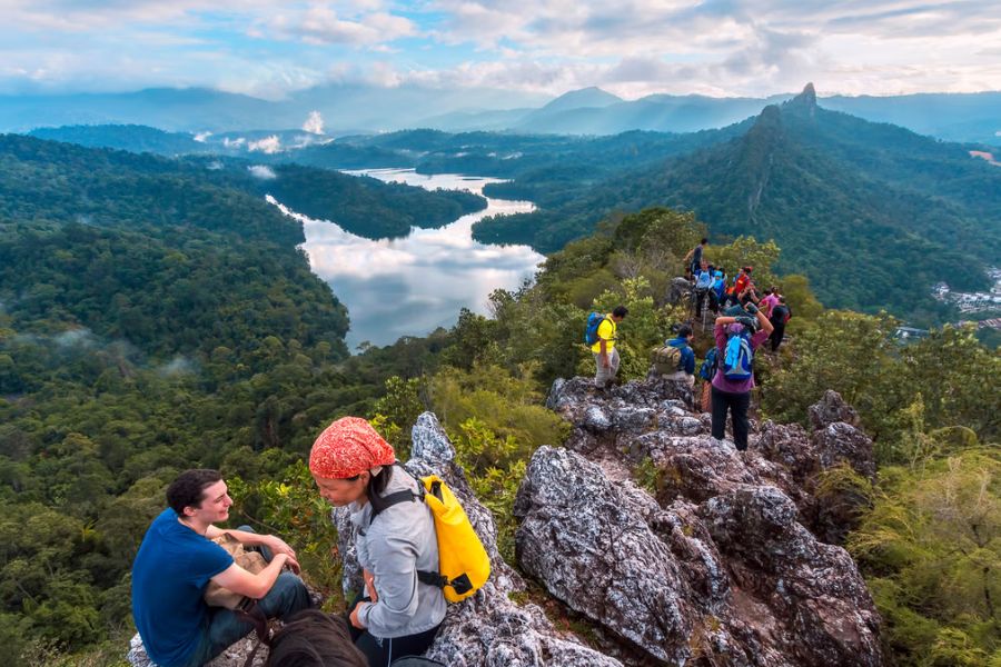 Images of tourist hiking