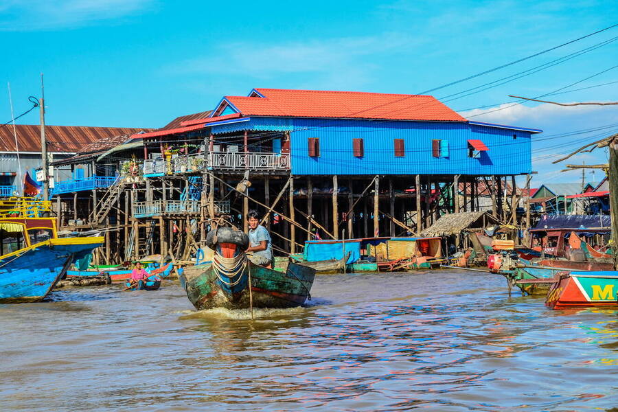 People's life in the floating villages on Tonle Sap Lake. Photo: Exotic Voyages