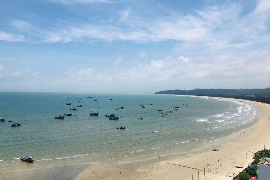 Minh Chau beach on the island