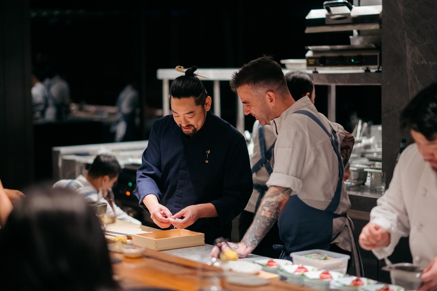 Chef Sam Aisbett (right) always learns and discovers new things in the culinary world. Photo: Akuna Restaurant