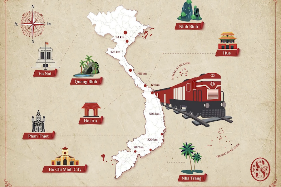 A week-long train journey takes passengers to visit 8 famous destinations in Vietnam (Source: PYS Travel)