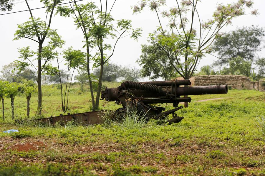 A wartime cannon remnant in the town. Photo: Vietnam War Travel