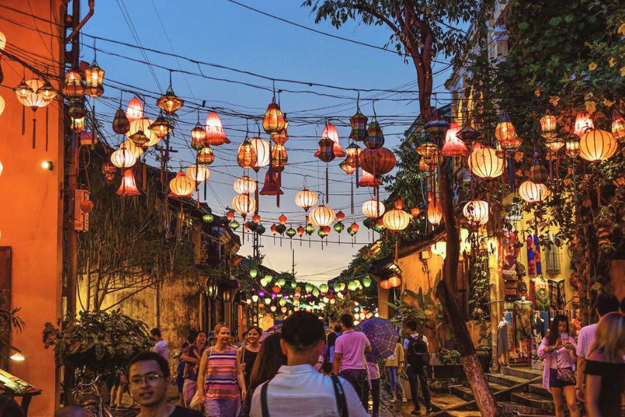 Bustling night market in Vietnam