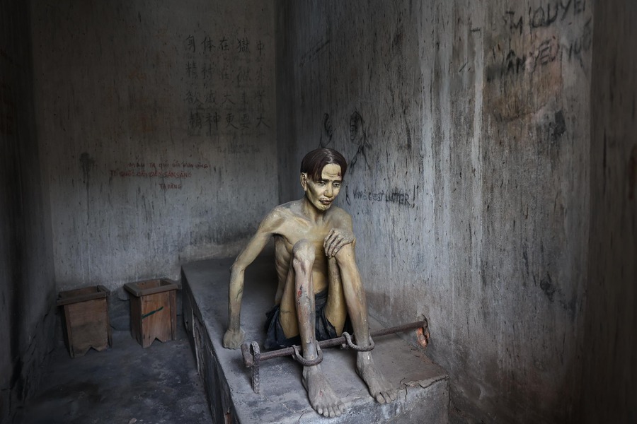 A prison cell from the Vietnam War is recreated. Photo: VnExpress