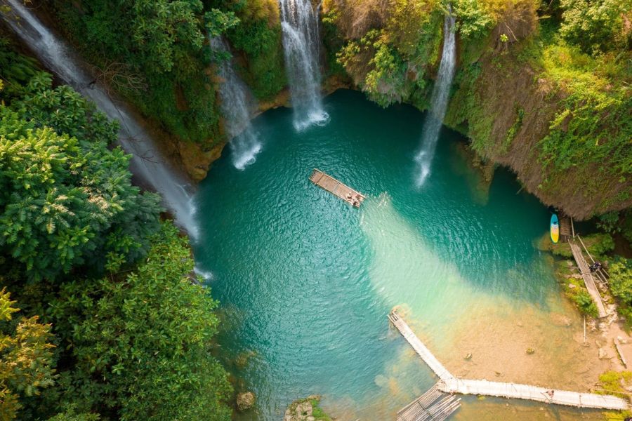 Beautiful lake lying between two majestic mountain