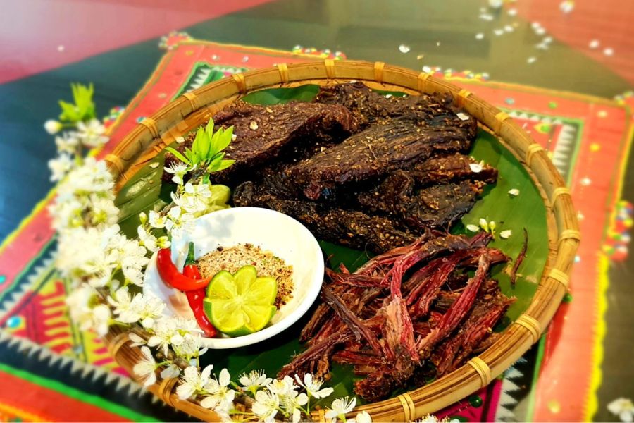 Specialty smoked buffalo meat in Moc Chau