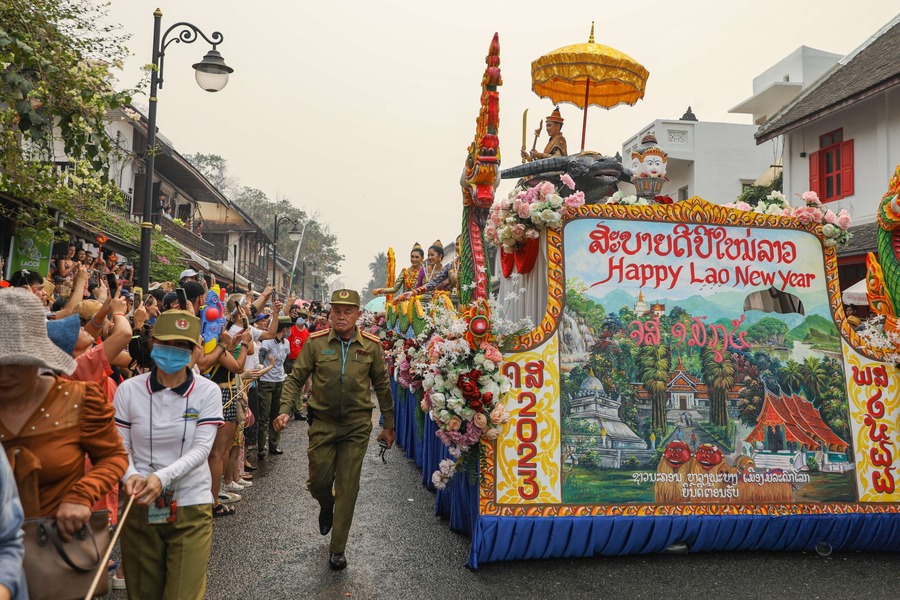 Similar to Cambodia and Thailand, Lao people have the custom of splashing water on each other to wish for good luck. Photo: Southeast Asia Globe