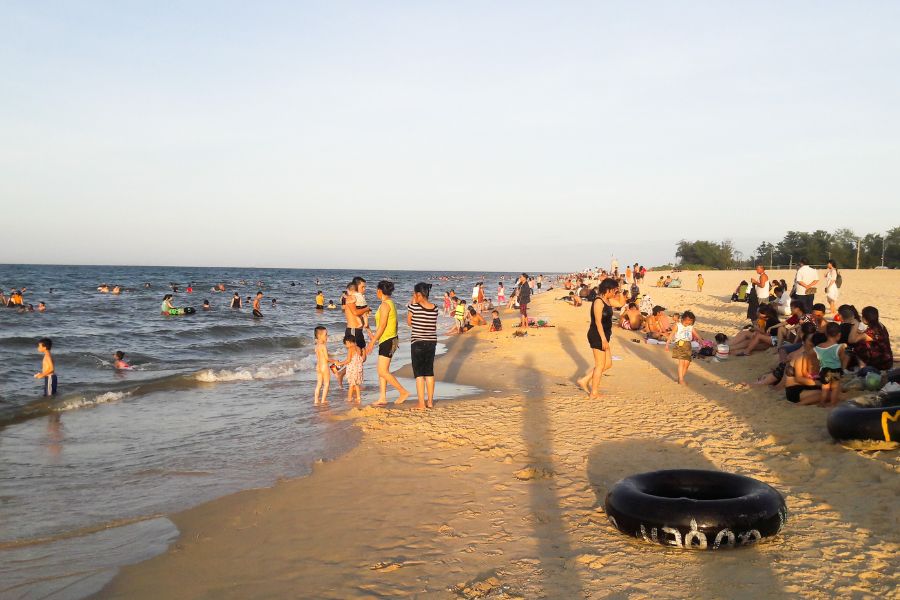People swimming at the beach