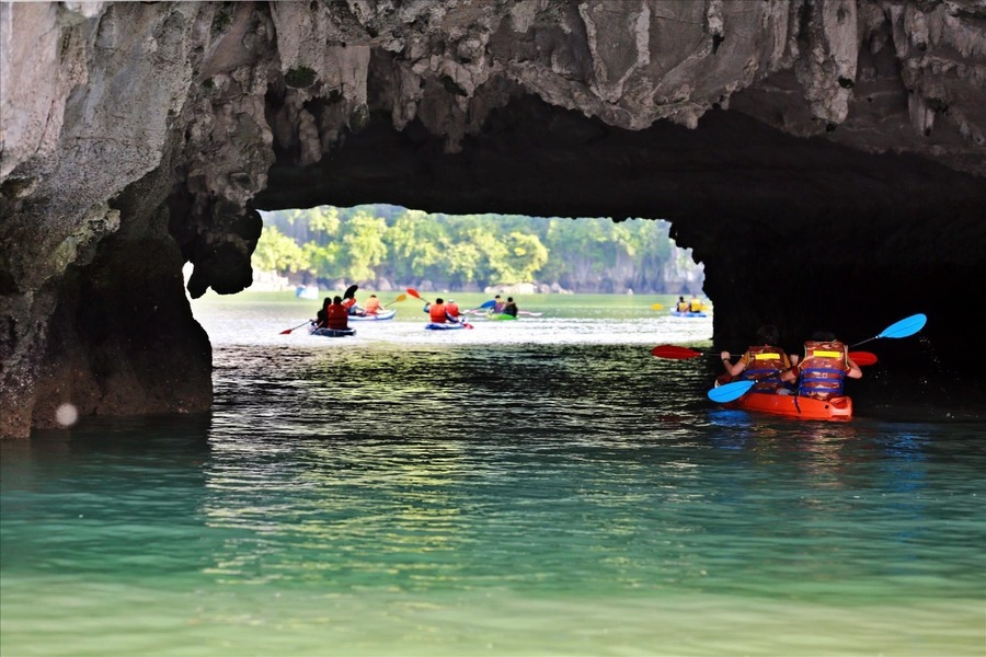 Kayaking through Bright Cave