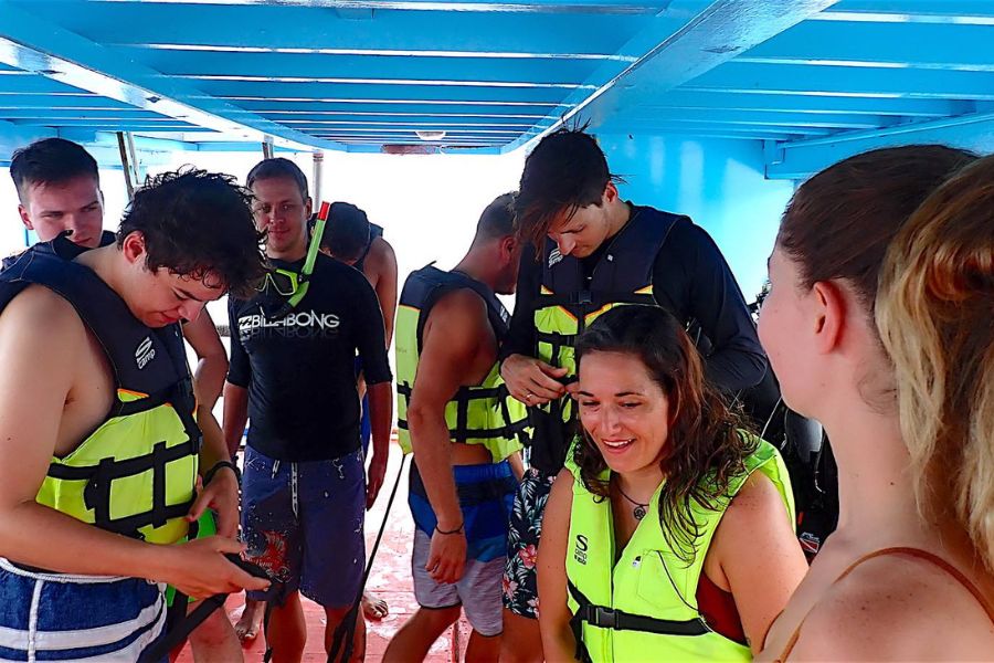 Life vests must be worn when swimming