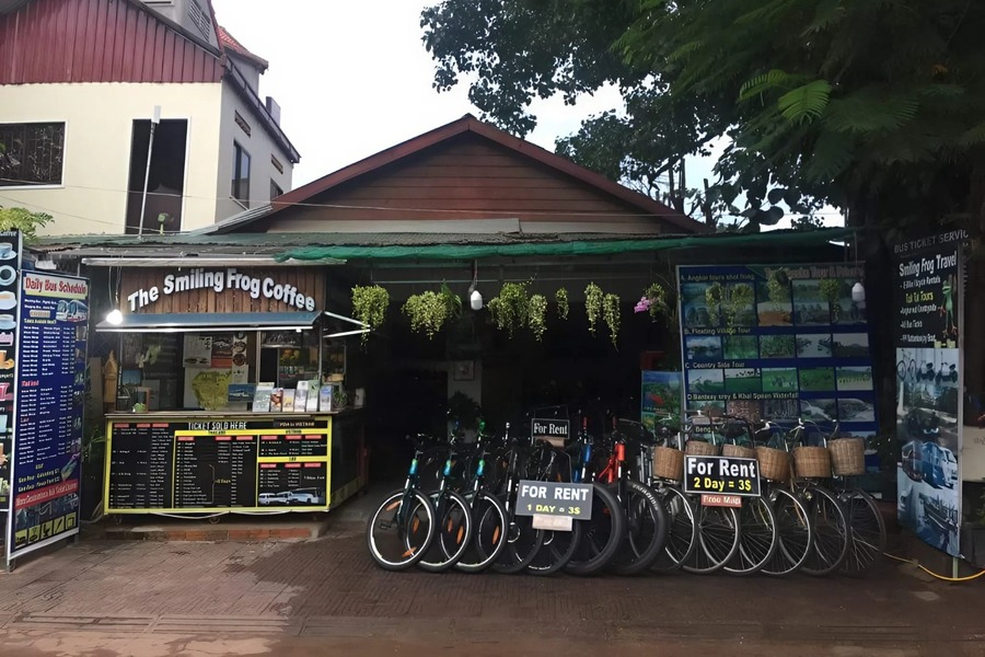 There are plenty of places to rent bicycles near Angkor Wat