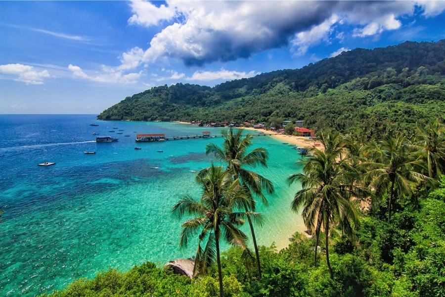 Tioman Island is popular for its pristine beauty with white beaches and clear blue water