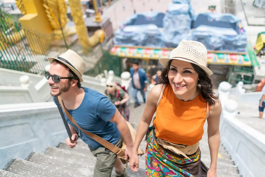 Ideal honeymoon shots at the Batu Caves