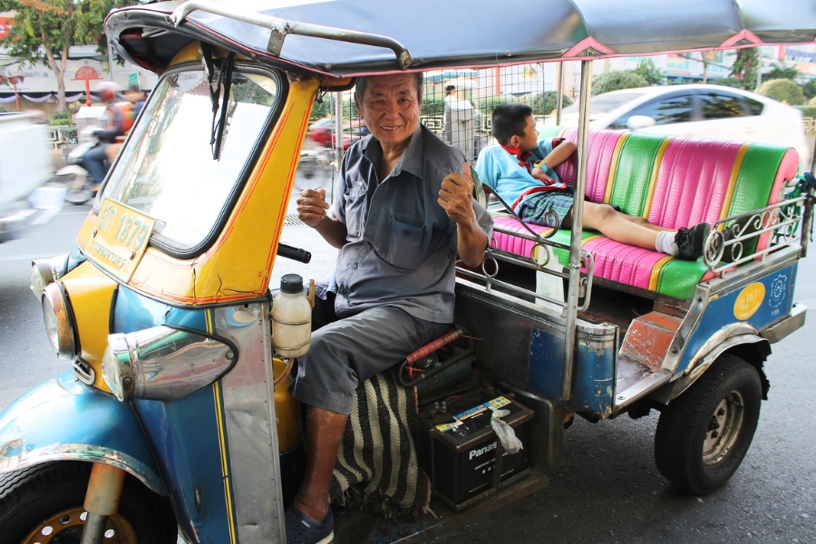 Tuk-tuks are commonly seen in Northern Thailand