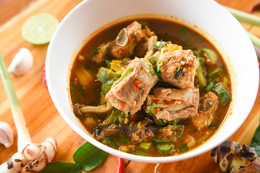 Tom Saap is similar to Tom Yum but with more influence from Laos