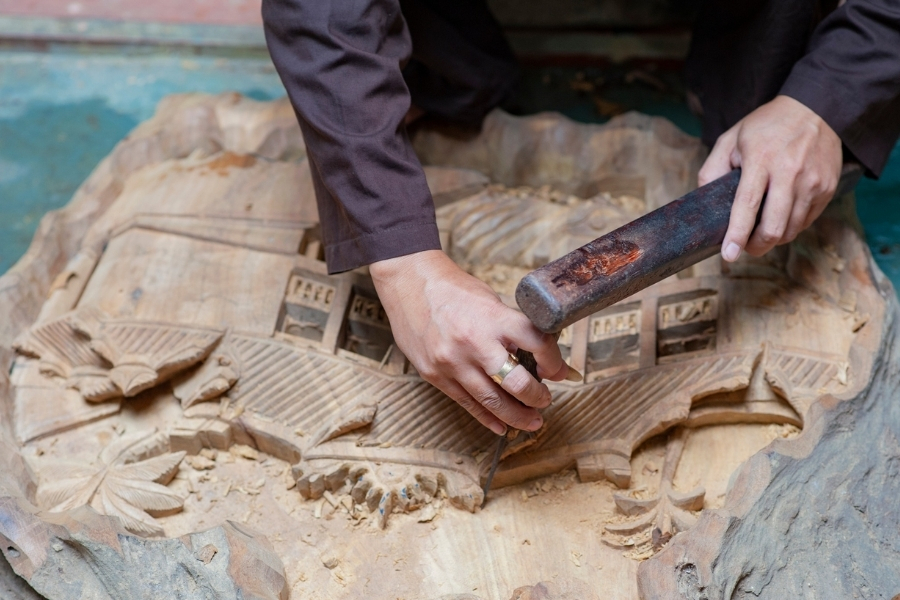 Each wooden product is carved meticulously
