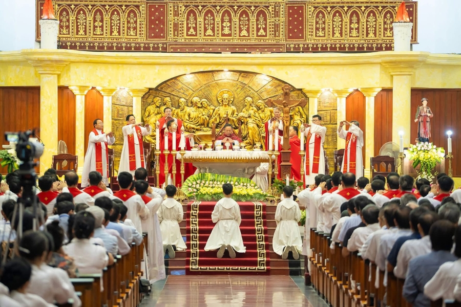 A ceremony inside the church