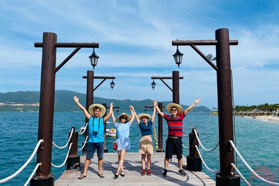 The wooden bridge at the island
