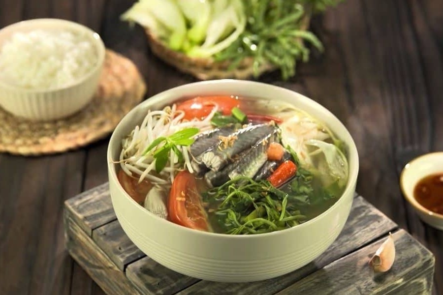 Canh chua ca chot, an aromatic sour spicy kind of soup, Long An, specialty
