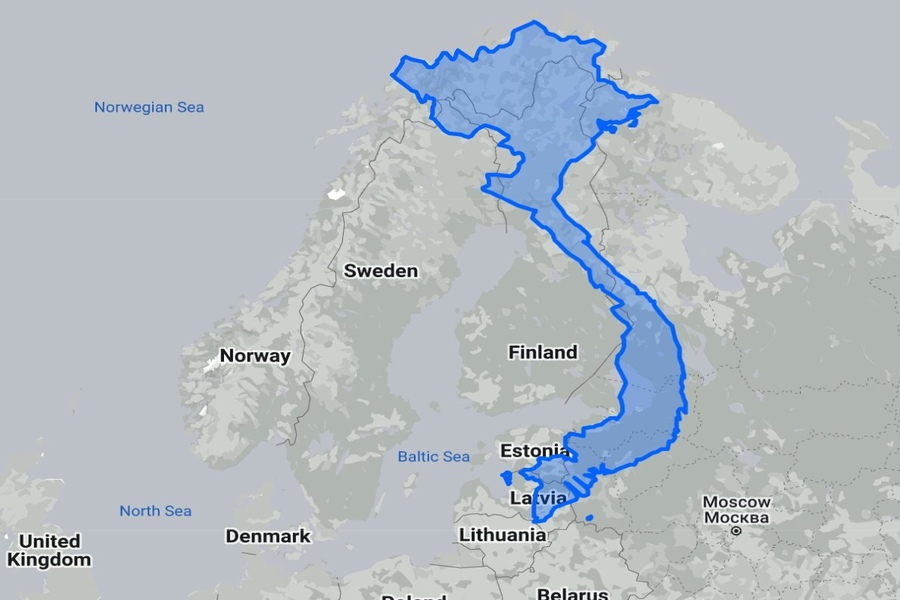 Compare to countries near the poles, you will be even more surprised by the size of Vietnam. Photo: Scott HCMC