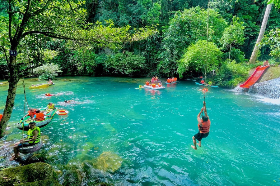 Bathing in the clear and cool water is a vibrant activity. Source: New Tour