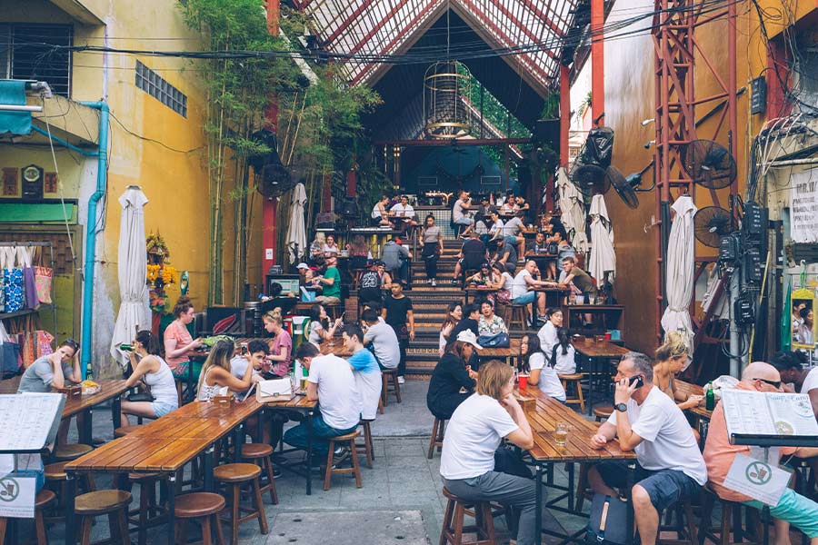 The vibrancy in an eating vendor