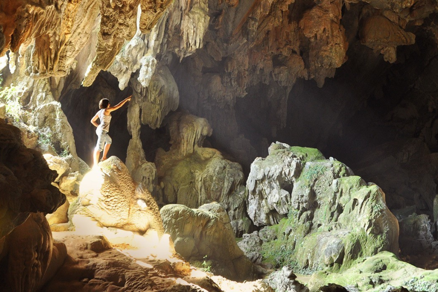 Explore cave in Vang Vieng, Laos