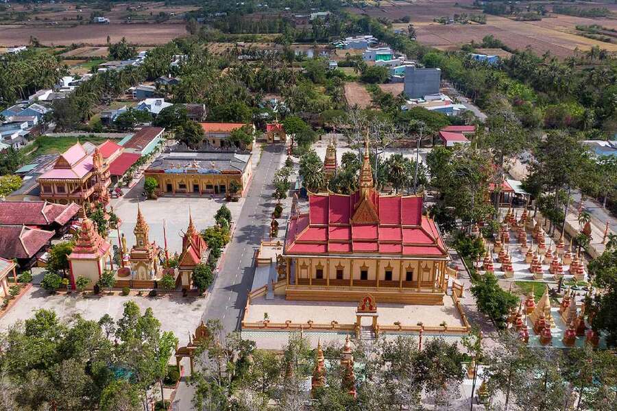 View of Xiem Can Pagoda (Bac Lieu Province) as seen from above