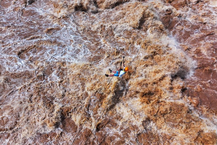 zipline li phi waterfall