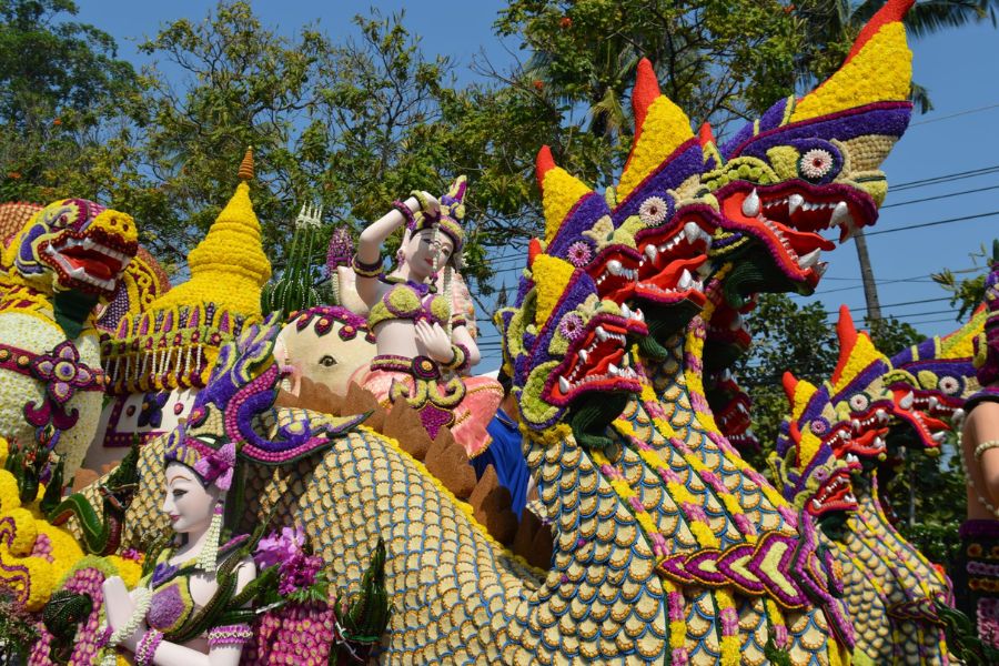 One of the highlights of a Thailand vacation in February is the Chiang Mai Flower Festival, a colorful and artistic celebration that lasts several days