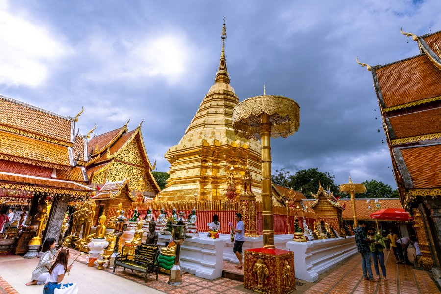 Doi Suthep Pagoda is notable for its glittering gold-plated tower