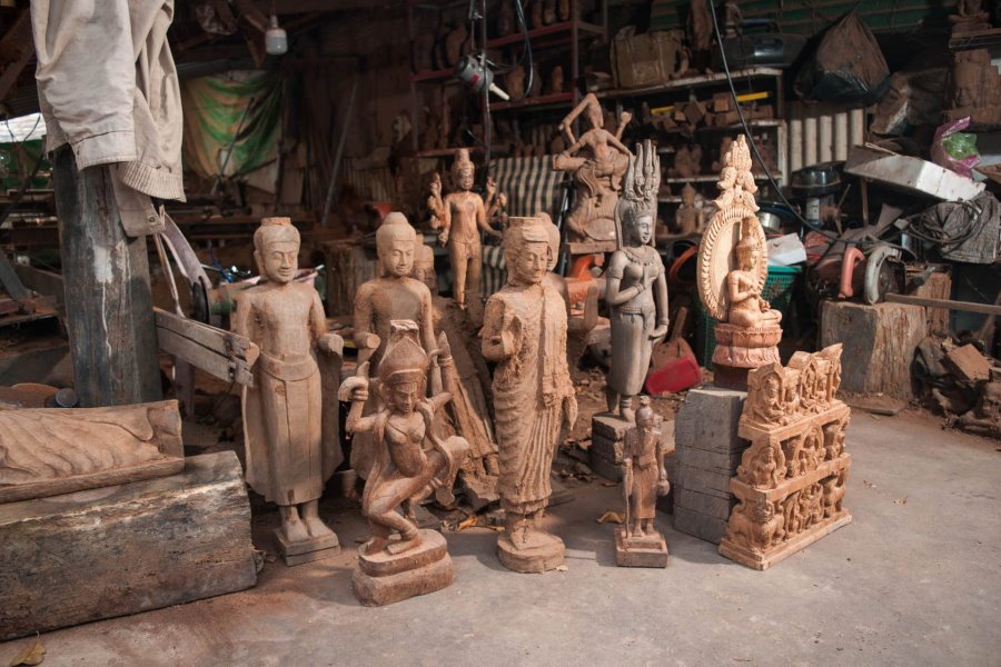 Wood carving in Cambodia