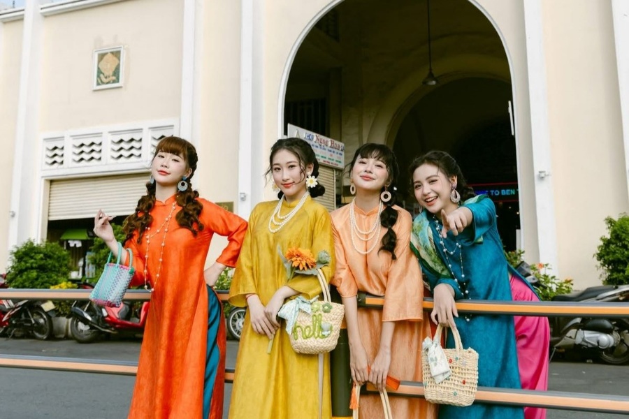 The streets were vibrant with colorful clothes