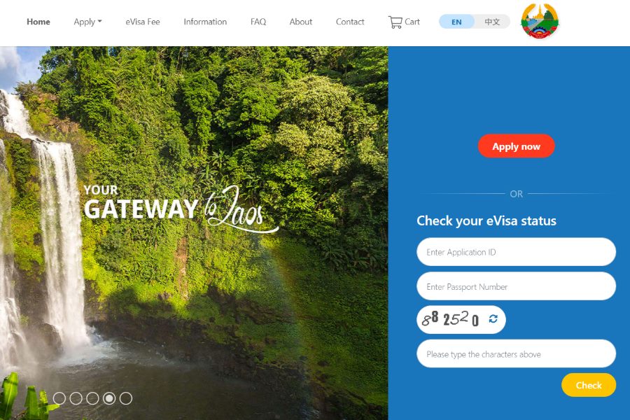 The homepage of the official website to apply laos e-visa (Source: Laosevisa)&nbsp;