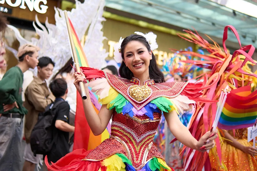 The streets were filled with festive colors