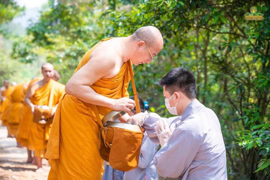 Buddhist monks and almsgiving.