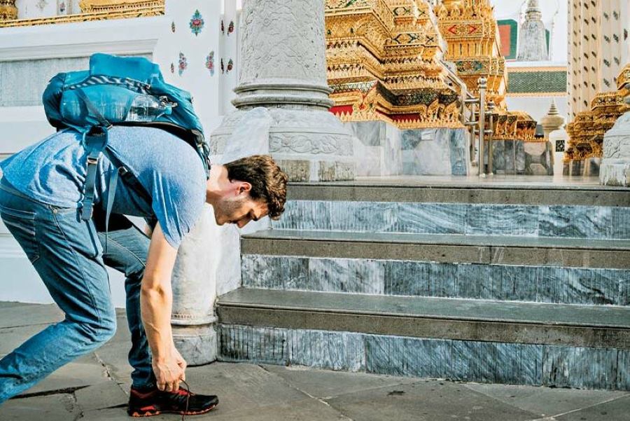 Not wearing shoes indoors.