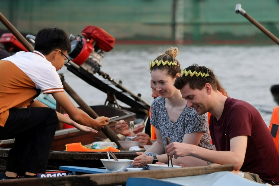 Boat Noodle Soup on the Mekong River