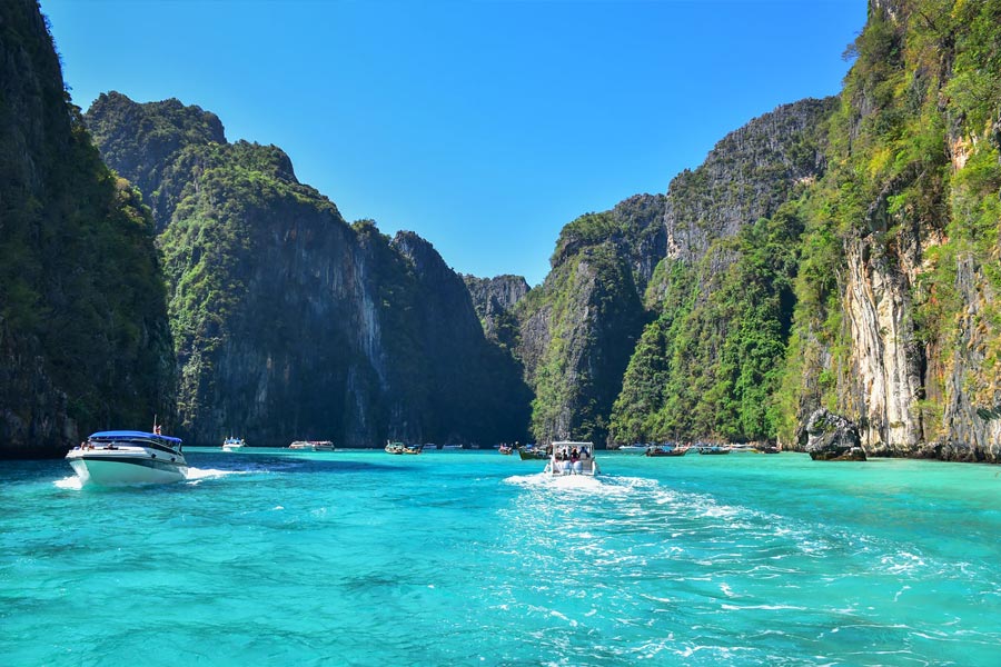 Maya Bay is a renowned Thai destination celebrated for its mesmerizing beauty