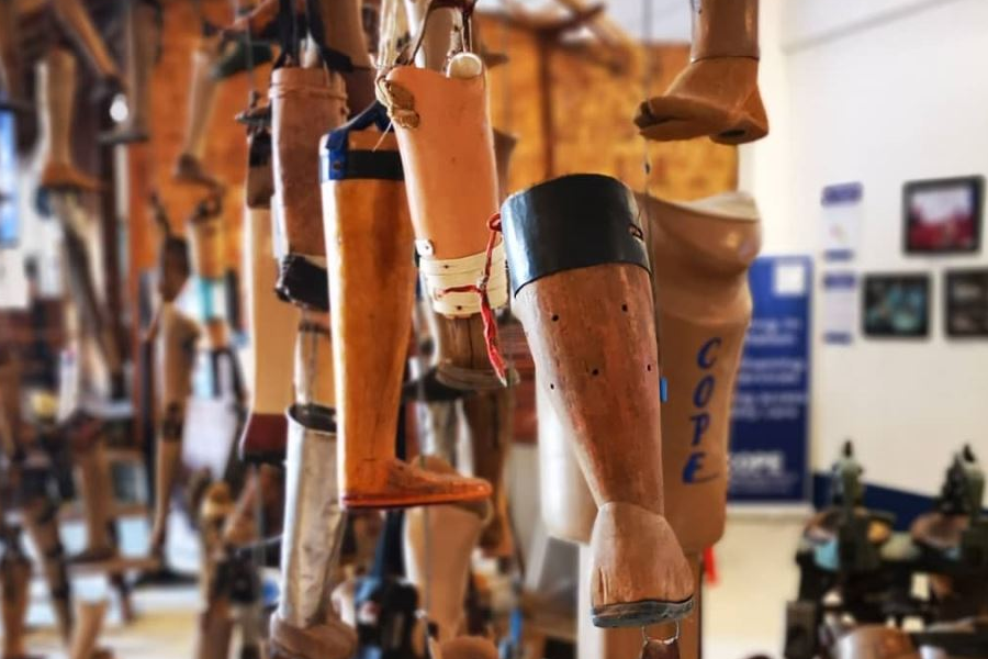 Prosthetic legs at COPE Visitor Center