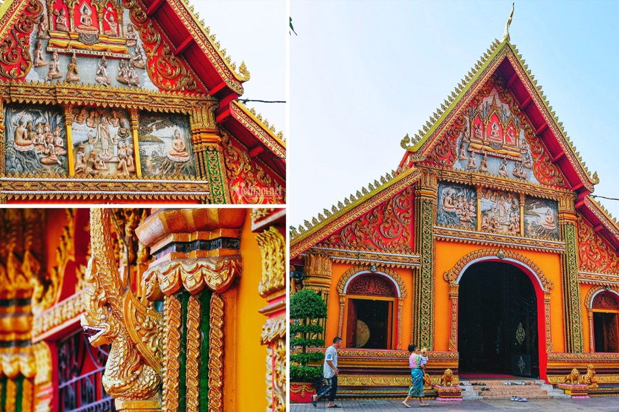 The intricate architecture of Wat Si Muang