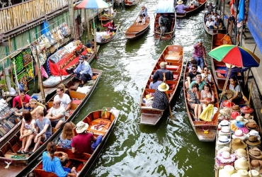 Bangkok – Damnoen Saduak Floating Market – Nakhon Pathom - Kanchanaburi (B)