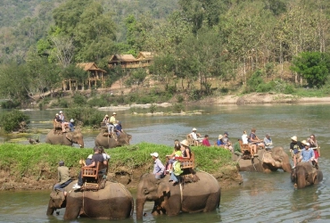 Luangprabang – Elephant trek full day (private tour guide/ join-in transfer and activity on spot of Elephant camp) (B, L)